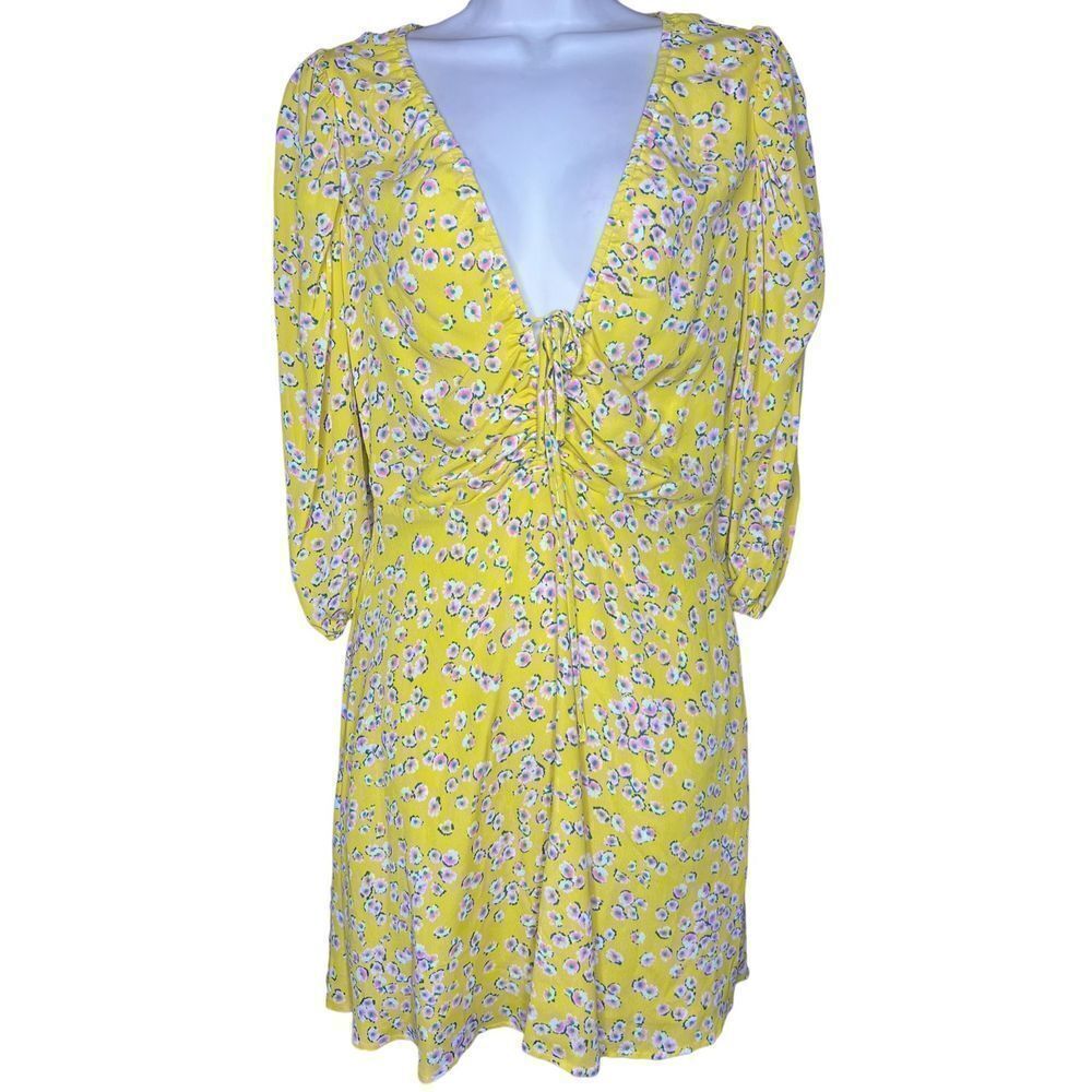 Nicholas Lydia Mini Dress In Yellow Floral NWT Size 2 - Picture 5 of 11